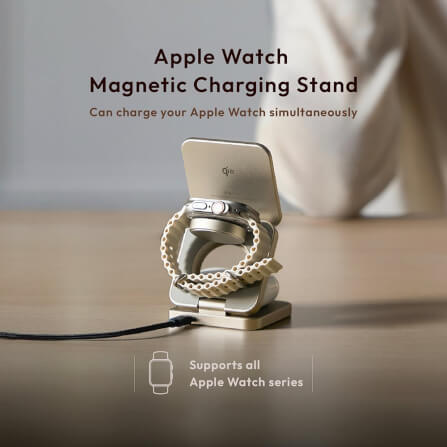 แท่นชาร์จไร้สาย ADAM elements Mag 3 Pro Qi2 3-in-1 Foldable Travel Charging Station สีเทาเข้ม_5
